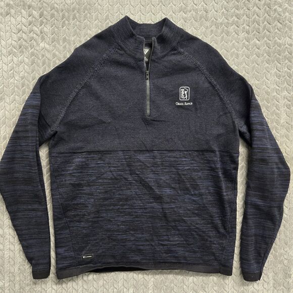 LevelWear Blue Black Sweater Size Large Golf‎ ¼ Zip Warm Thermal Knit Top TPC - Picture 1 of 8